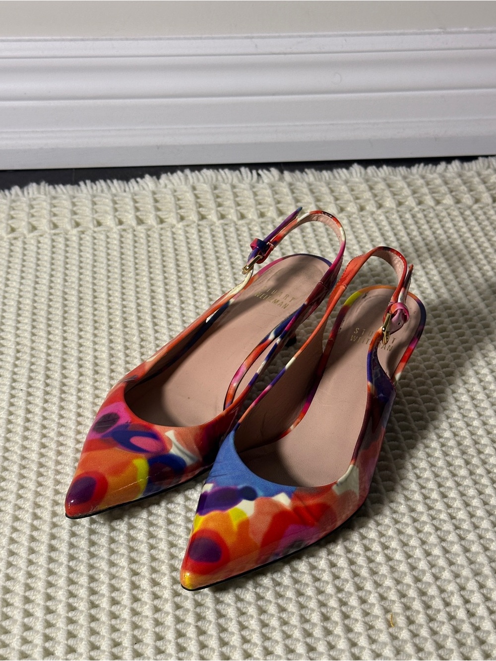 Stuart Weitzman PoCosling Abstract Slingback Kitten Heels